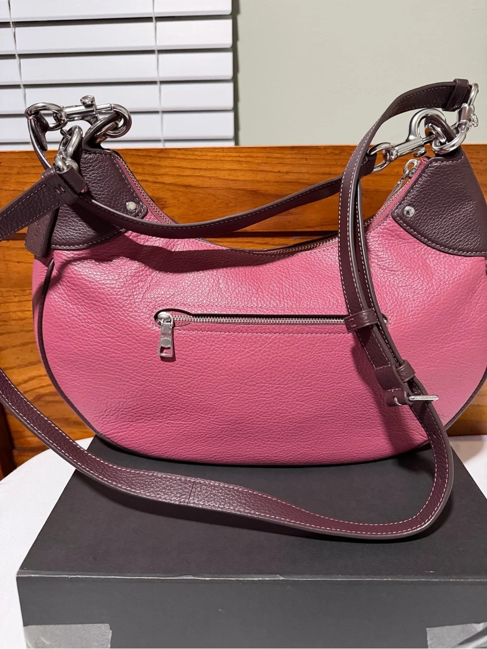 Coach Pebble Leather Mara Hobo Shoulder Bag Crossbody Style CJ864 Raspberry/Wine